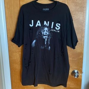 Janis Joplin Black Distressed Tee, 2x